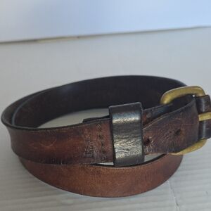 Brighton Honest Vintage USA Hand Tooled Brown Unisex Leather Belt